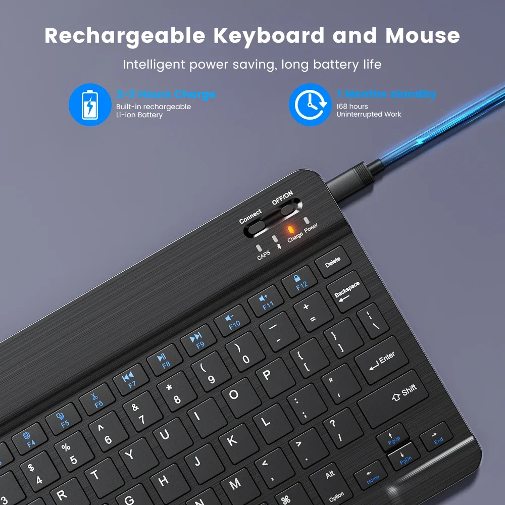 Wireless Keyboard Mini Rechargeable Bluetooth-compatible Keyboard For ipad Phone Tablet For Samsung Xiaomi IOS Android Windows - 4