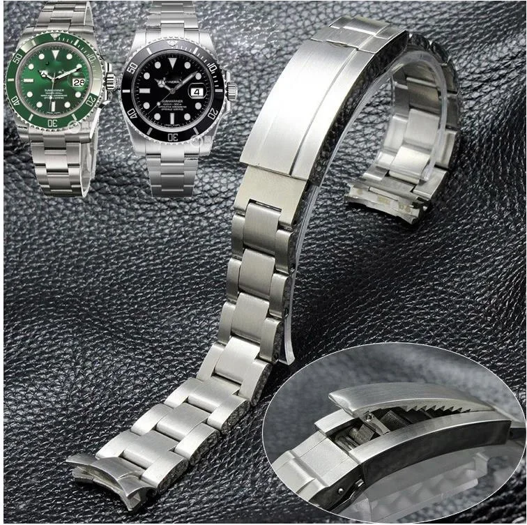 

904L Solid stainless Steel Watch Accessories Strap FOR ROLEX SUB GMT Series Wrist Band Fine-tuning Gear Buckle Bracelet 20 21mm