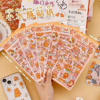 6 fogli/confezione Kapibara PET adesivo studente carino conto a mano materiale decorativo cartone animato capibara custodia per cellulare fai da te