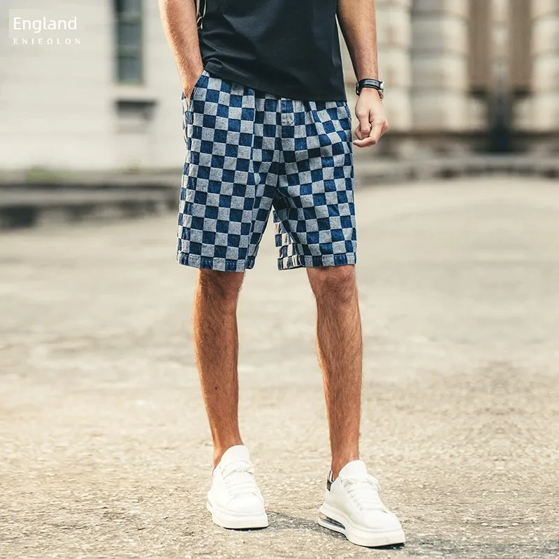 

British Baron Men's CheCkerboard Street Denim ShortS