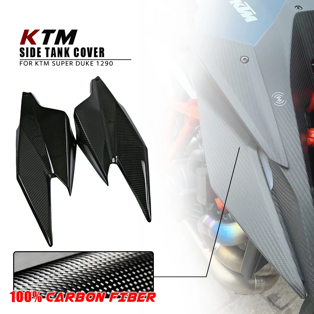 

Для KTM Superduke 1290 2020 2021 2022 100% Боковая Крышка Резервуара из сухого углеродного волокна обтекатель аксессуары для мотоциклов