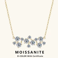 Lnngy 925 Sterling Silver Tinsel Necklace 4mm&2.5mm Round Full Moissanite Cluster Pendant Necklaces For Women Wedding Jewelry