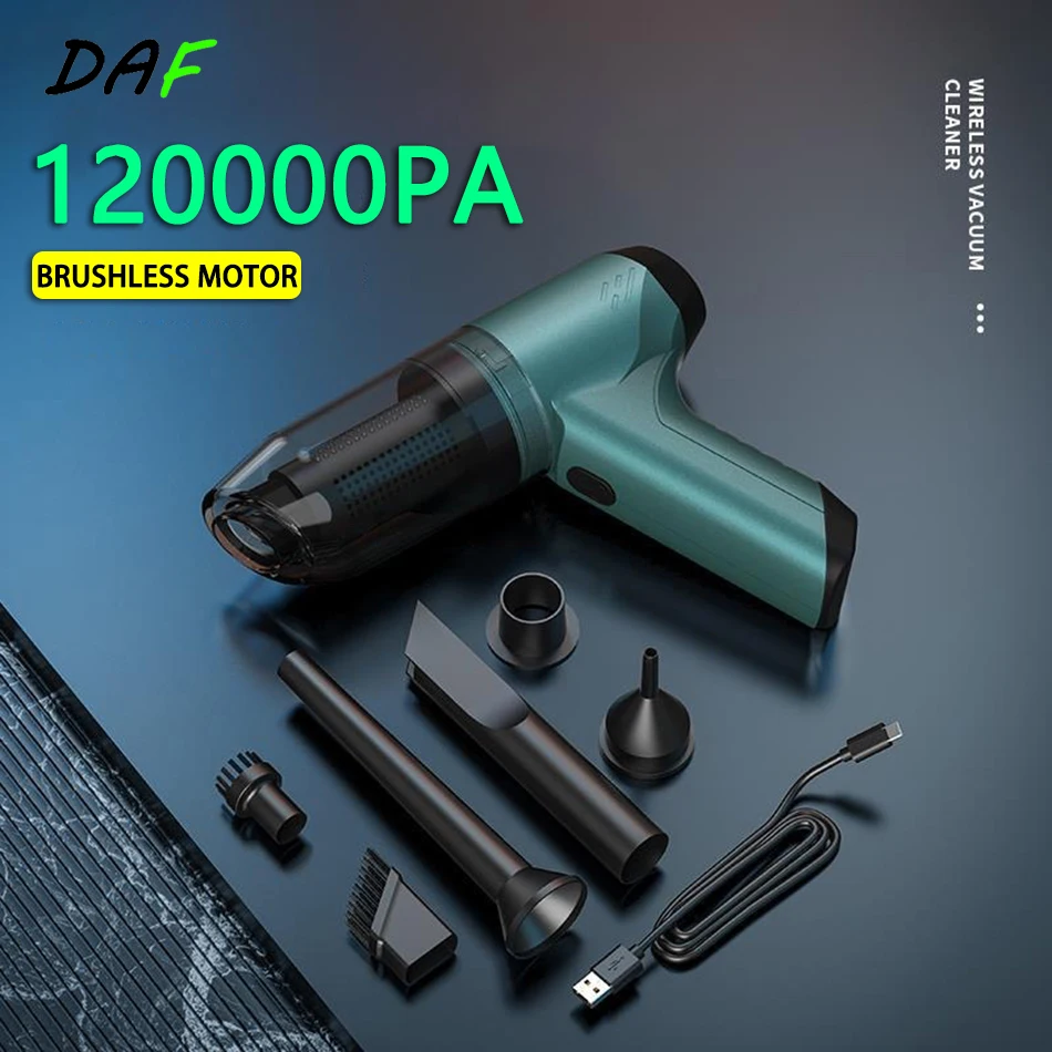 

120000Pa 3in1 Wireless Car Vacuum Cleaner High Power Handheld Robot Dust Blower for Car Home Mini Keyboard Cleaning