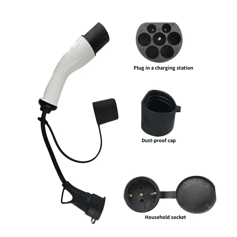 16A 3.5kw Type2 to Schuko Adapter Mennekes Type 2 to European Domestic Socket for Electric Scooters E-Bikes EV Charging Adapter
