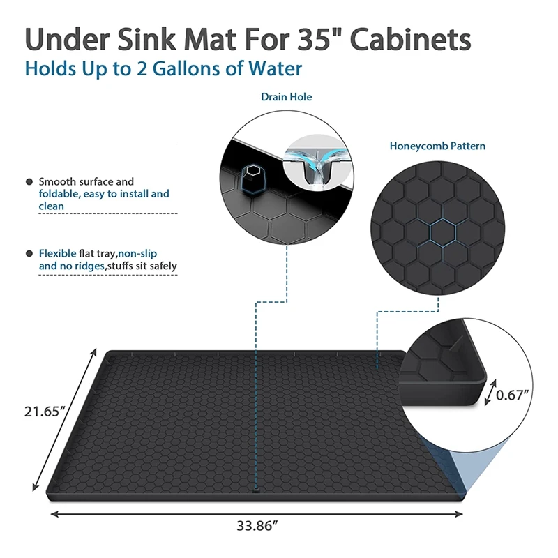 Under Sink Mat,silicone Under Sink Liner, Under Kitchen Sink Mat With  Unique Drain Hole Design,under Sink Tray For Drips - Drawer & Shelf Liners  - AliExpress