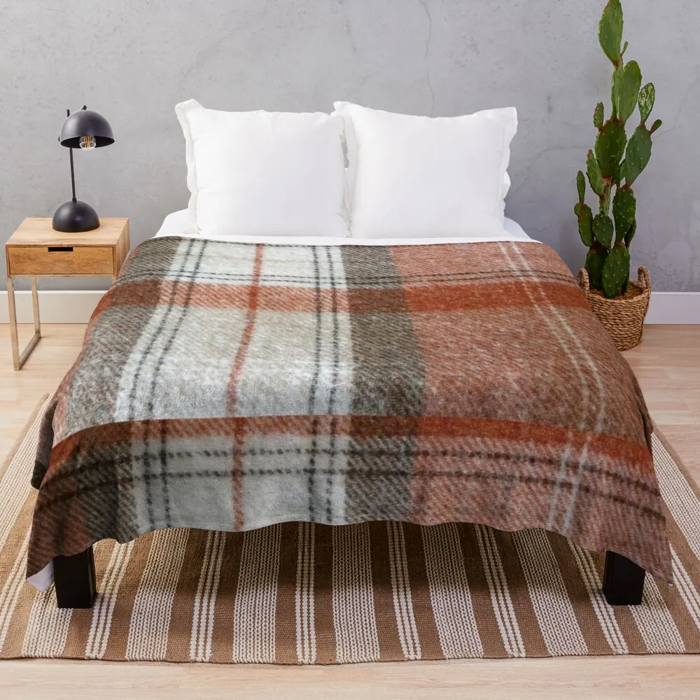 

Terracotta Tartan Throw Blanket Oversized Throw Blanket