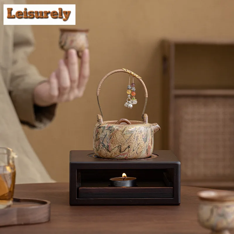 Chinese Bamboo Teapot Warmer Coffee Pots Candle Base Heater Stove Teapot Tea Stove Milk Warmer Stand Kung Fu Set Accessories