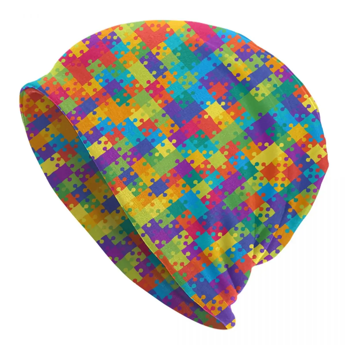 

Puzzle Colorful Skullies Beanies Hats Summer Unisex Street Cap Warm Dual-use Bonnet Knitting Hats