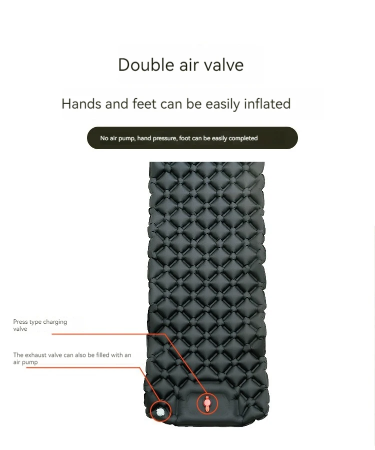 Description Picture 2 of itemOutdoor Camping Inflatable Mattress Sleeping Pad With Pillows Ultralight Air Mat Built In Inflator Pump Hiking