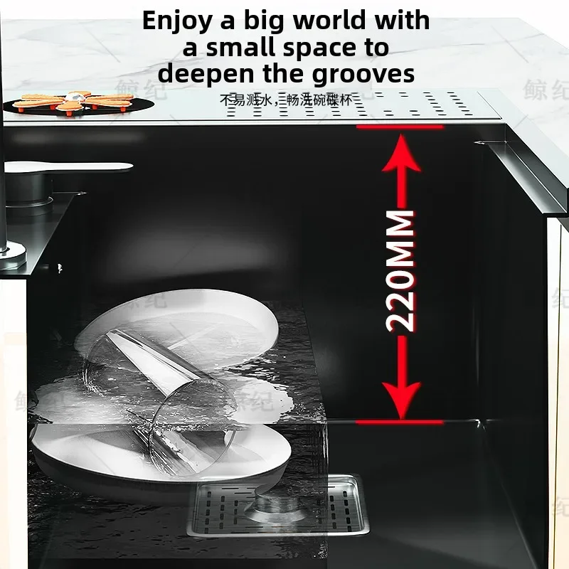 Hidden Cup Washer Sink Stainless Steel Kitchen Sink Bar Coffee Shop Samll Single Slot With Cover Plate Balcony Garden Wash Basin 5