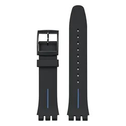Waterproof Soft Silicone Sports Watch Strap - Unisex Rubber Wristband - 16mm (Black Blue)