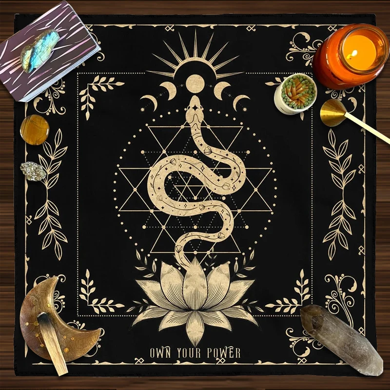 Own Your Power Altar Cloth moon phase snake Tarot Cloth for Spread Tarot Reading Cloth Tarot Spread Cloth Witch Wiccan homeDecor 3