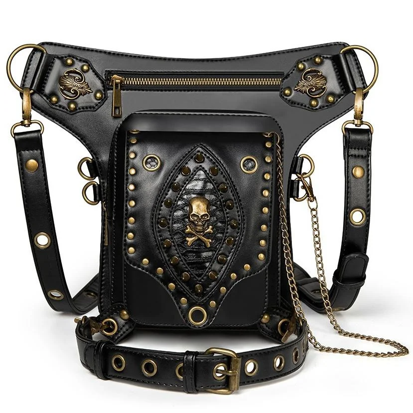 

Multifunctional Bag Waist Bag for Men and Women Skull Punk Shoulder Bag Fanny Packs Purse Pouch Bag Leg Bag Moto and Bike Bag