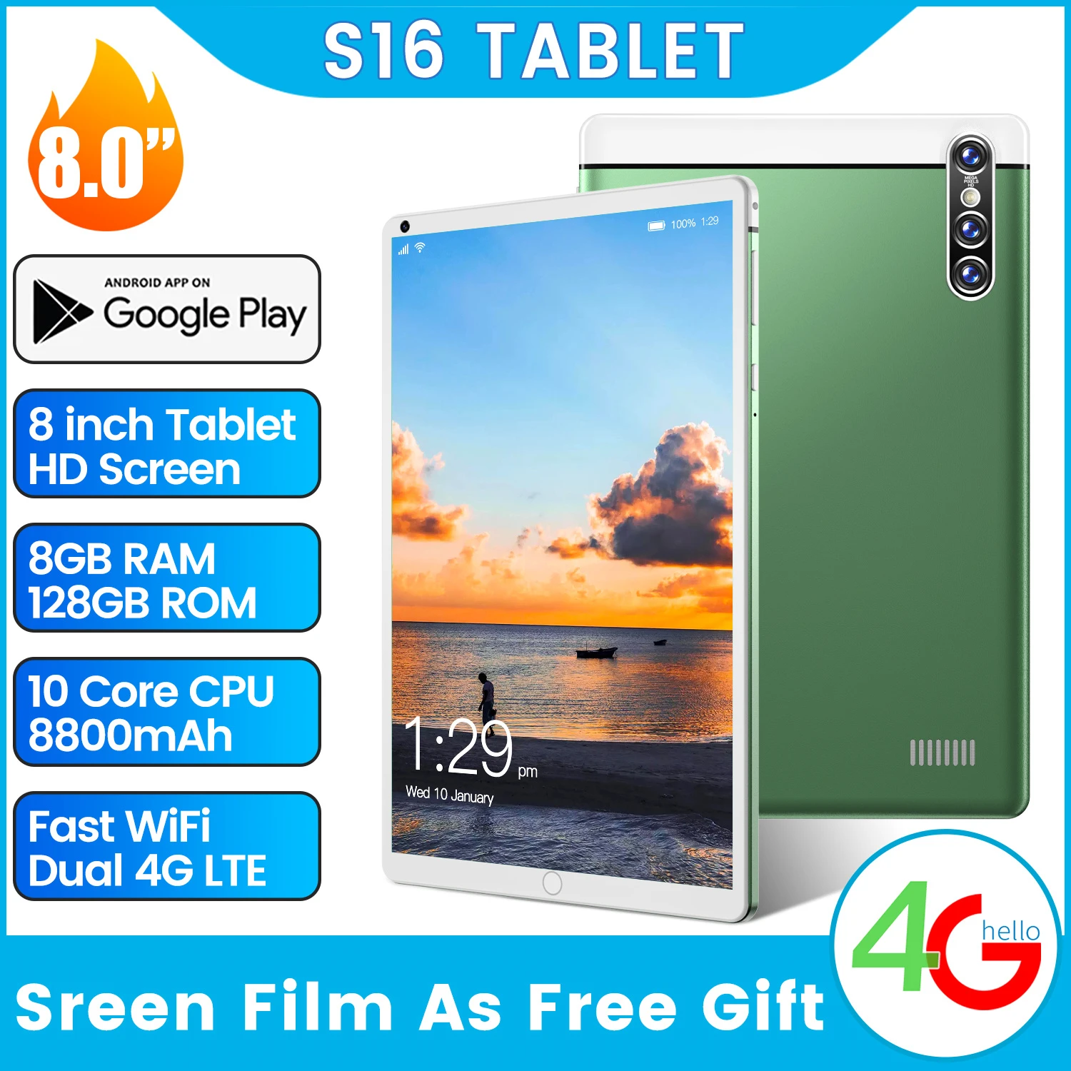 Tablette Global Version 5G 12GB 512GB ROM 13MP Camera плоский Tablet S16 New Pad 10Core 8.0 Inch Google Play Keyboard WIFI PC best buy samsung tablet