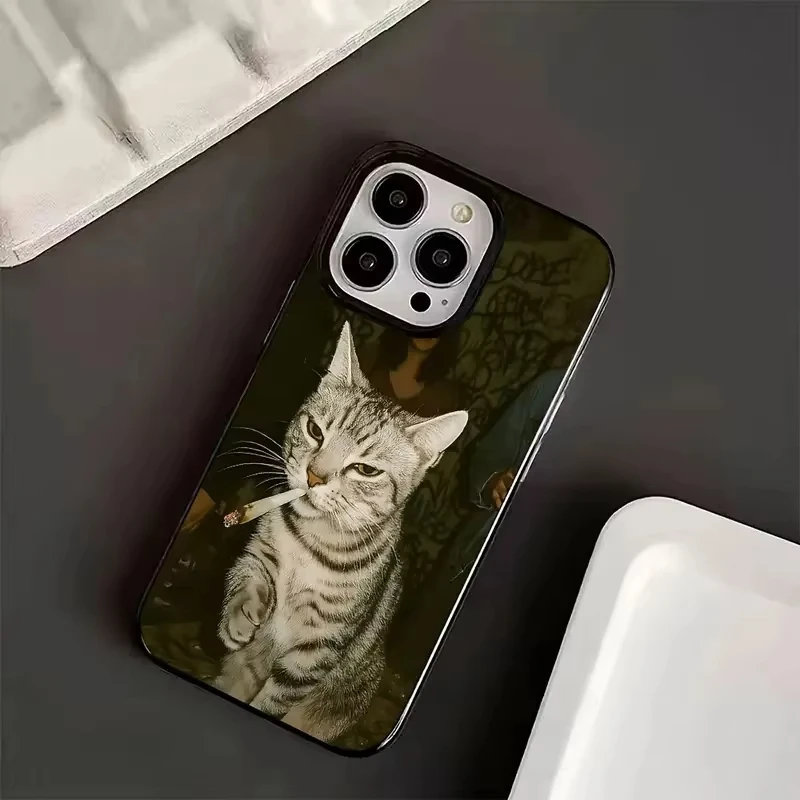 Chic Cat Smoking Design Phone Case Cover