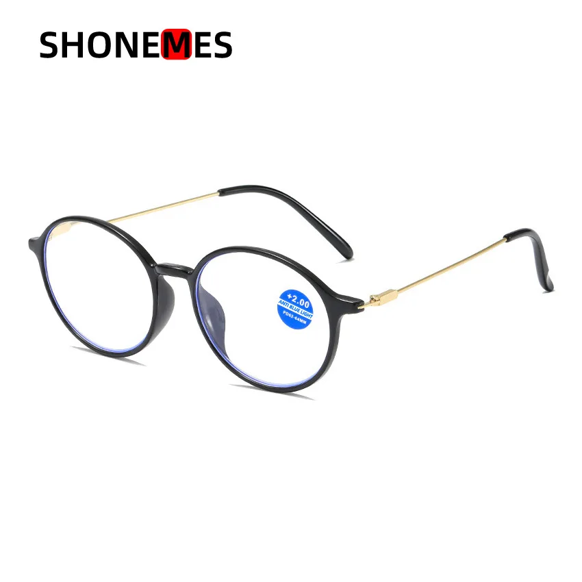 

ShoneMes Round Reading Glasses Blue Light Blocking Eyeglasses TR90 Frame Presbyopic Eyewear Diopters +1 2 2.5 3 4 for Unisex