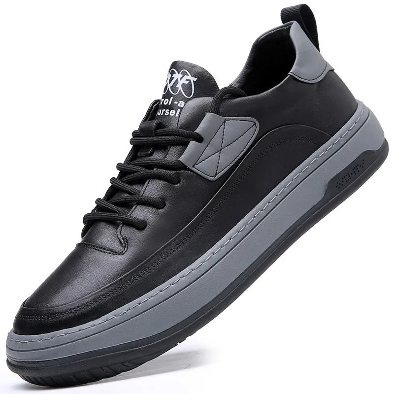 Trendy Spring Autumn Men's Leather Clown Shoes 2023 Casual Fashion Sports Shoes With Thick Sole Anti-Slip Breathable Rubber Uppe 5