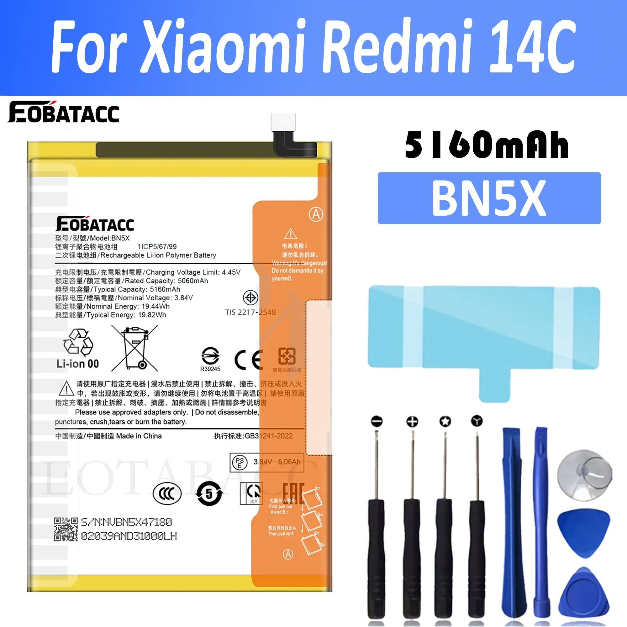 2026 Years New Battery BN5X 5160mAh For Mi BN5X Redmi 14C Mobile