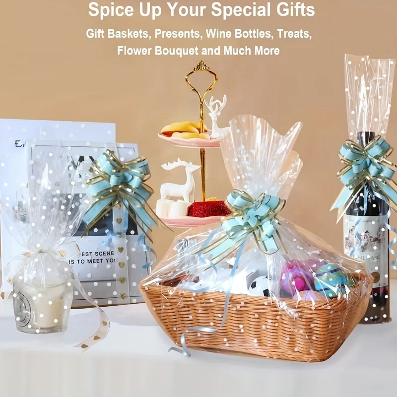 Transparent gift wrapping paper with unique white embellishment suitable for wrapping snacks gifts and flowers gift wrapping paper