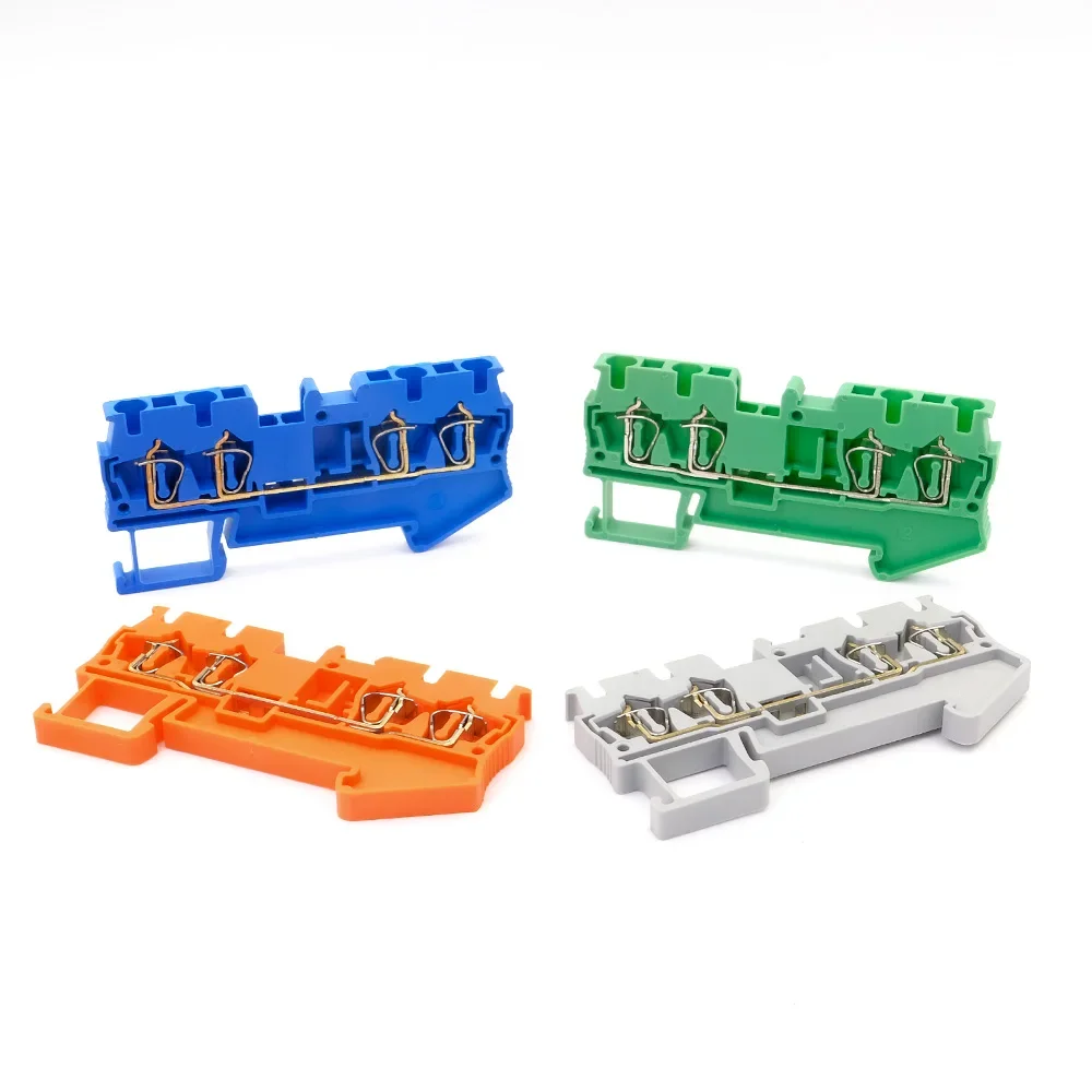 Din Rail Terminal Block ST-2.5-QUATTRO Wire Connectors Return Pull Type 4 Conductors Spring Wiring Terminal Blocks 10Pcs