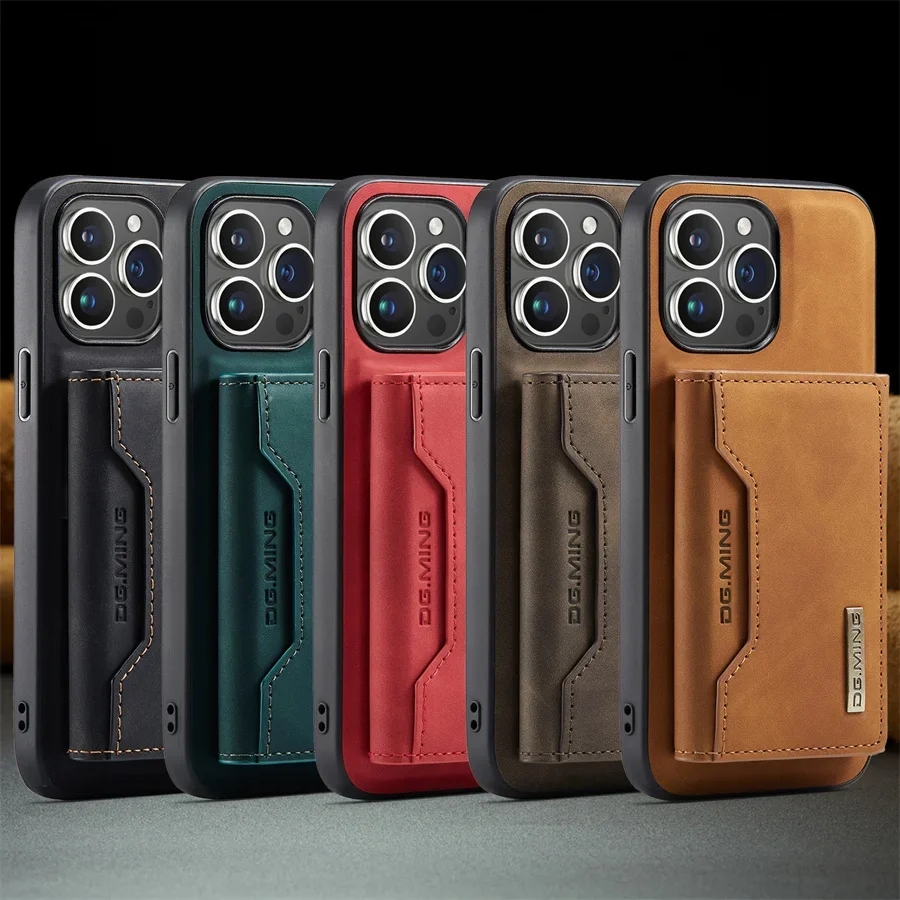 Premium Magnetic Leather Wallet Case with Detachable Card Holder Cover