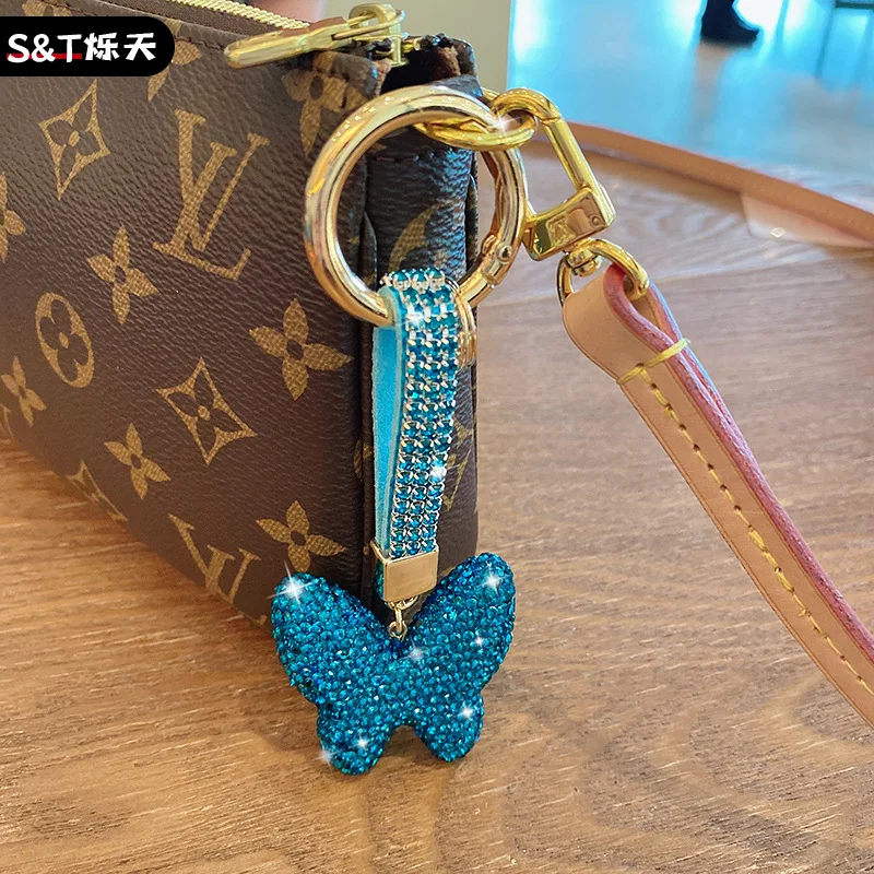 Exquisite diamond butterfly keychain with diamond inlay, cute and fashionable, exquisite keychain bag, pendant, car pendant 3