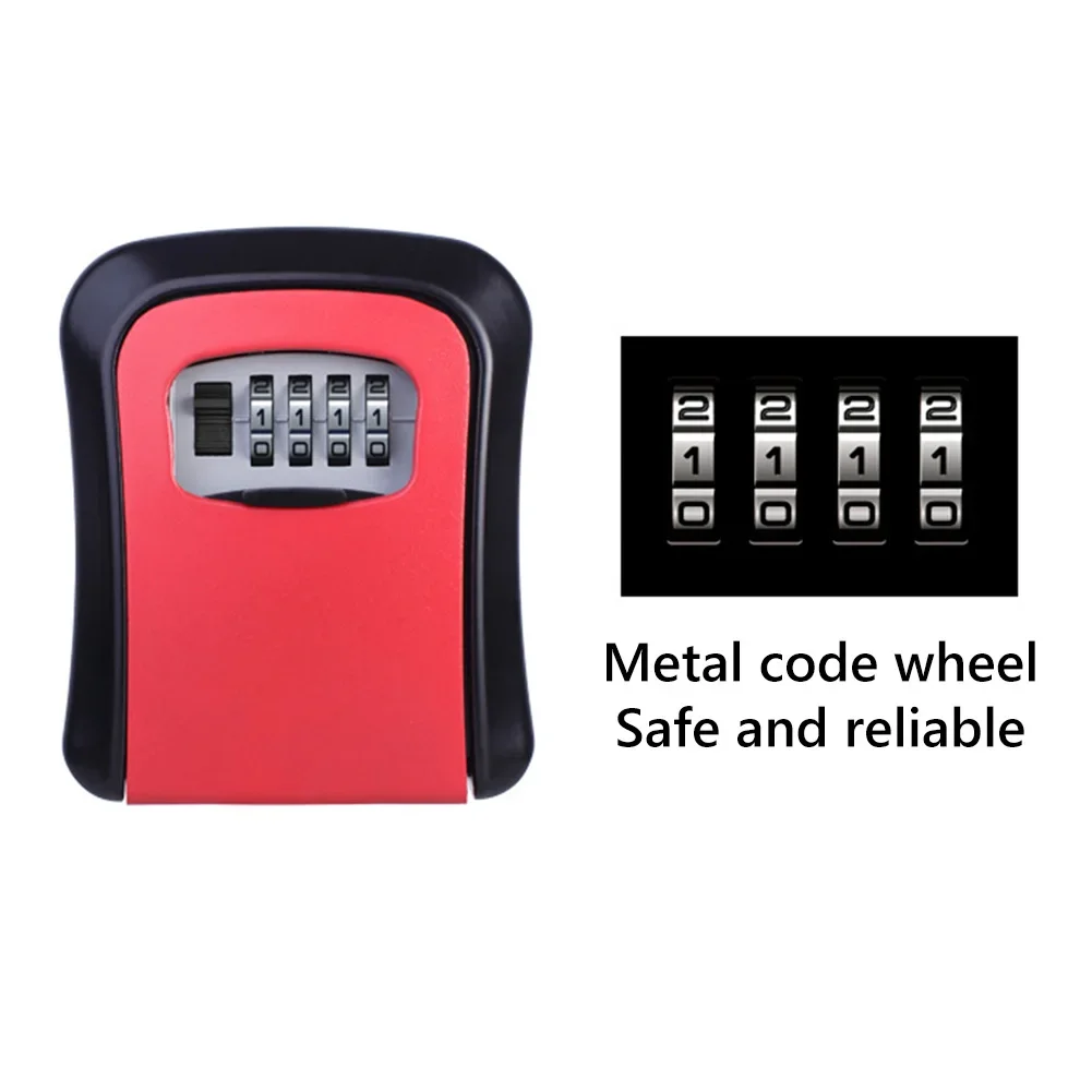 Wall Mount Key Lock Box 4 Digit Password Code Security Lock No Key Home Office Safe Secret Storage Box Organizer