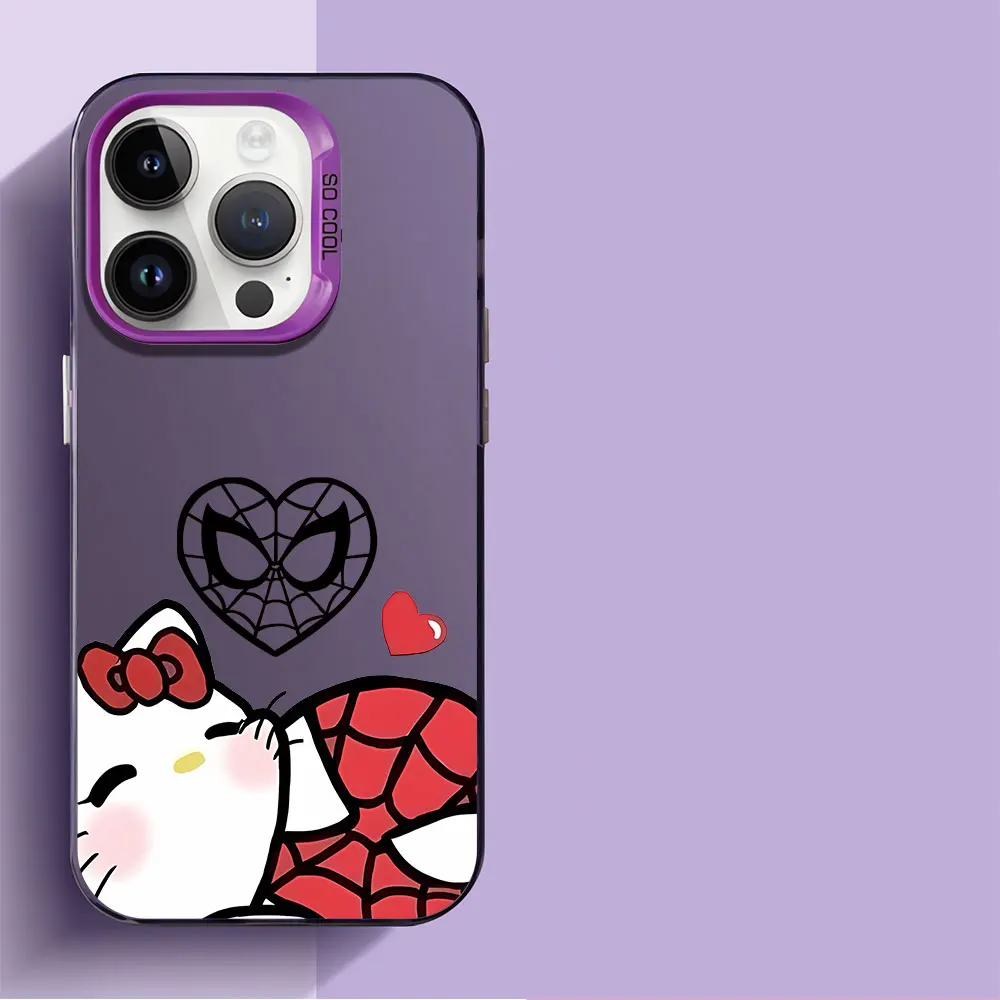 Funda de teléfono con estampado de Marvel Spider-Man h-hello k-kitty para iPhone 12 Pro XR 15 Pro Max XS Max X 13 11 14 Plus 13 Pro Max