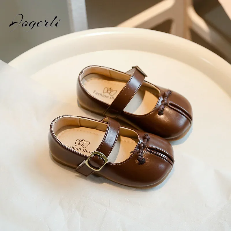 Children's Little PU Leather Shoes 2024 Spring New Girl Soft Sole Anti slip Princess Loafer Fashion Baby Flats Size 23-34 4