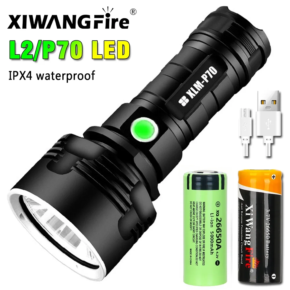 

Most Powerful LED Flashlight L2 XHP70 Outdoor LightingTactical Torch USB Rechargeable Waterproof Lamp Ultra Bright Lantern
