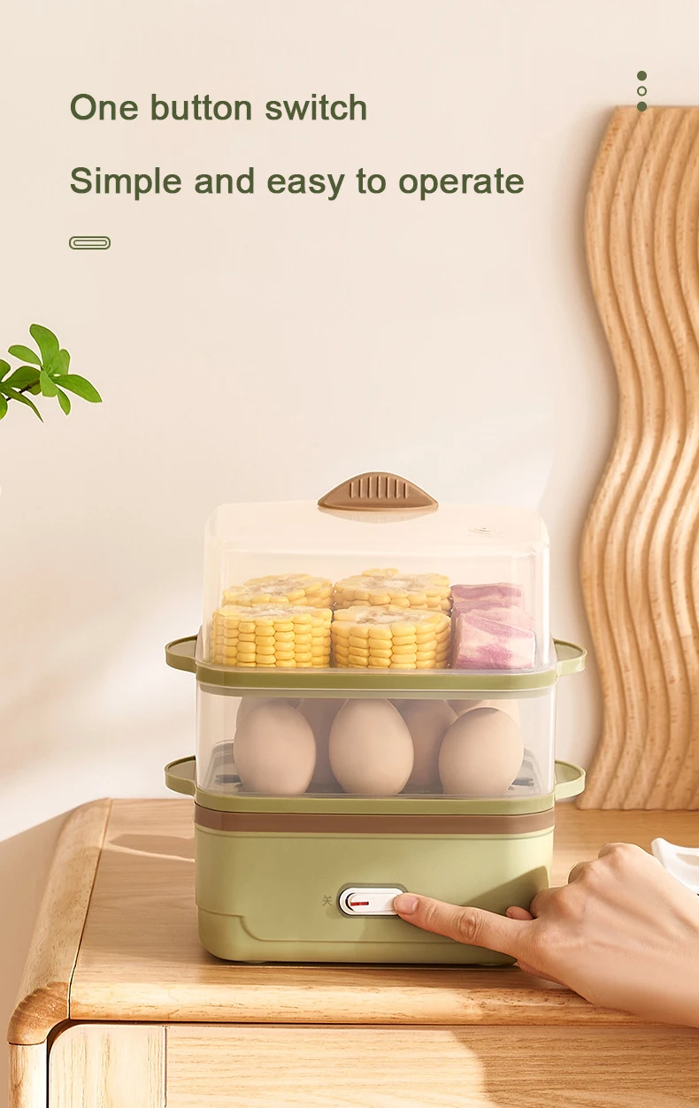DMWD Electric Egg Cooker Double Layers Multifunction Eggs Boiler Corn Milk Rapid Breakfast Machine Home Food Heating Steamer