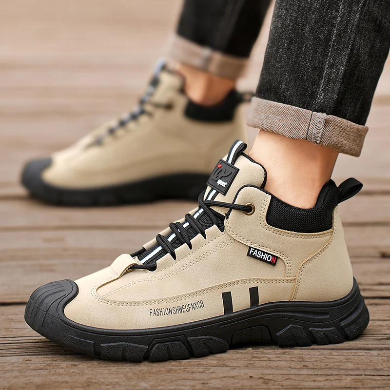 High Quality Causal Shoes for Men High Top Leather Sneakers Fashion Male Sports Shoes Comfortable Men Hiking Shoes Driving Shoes 4