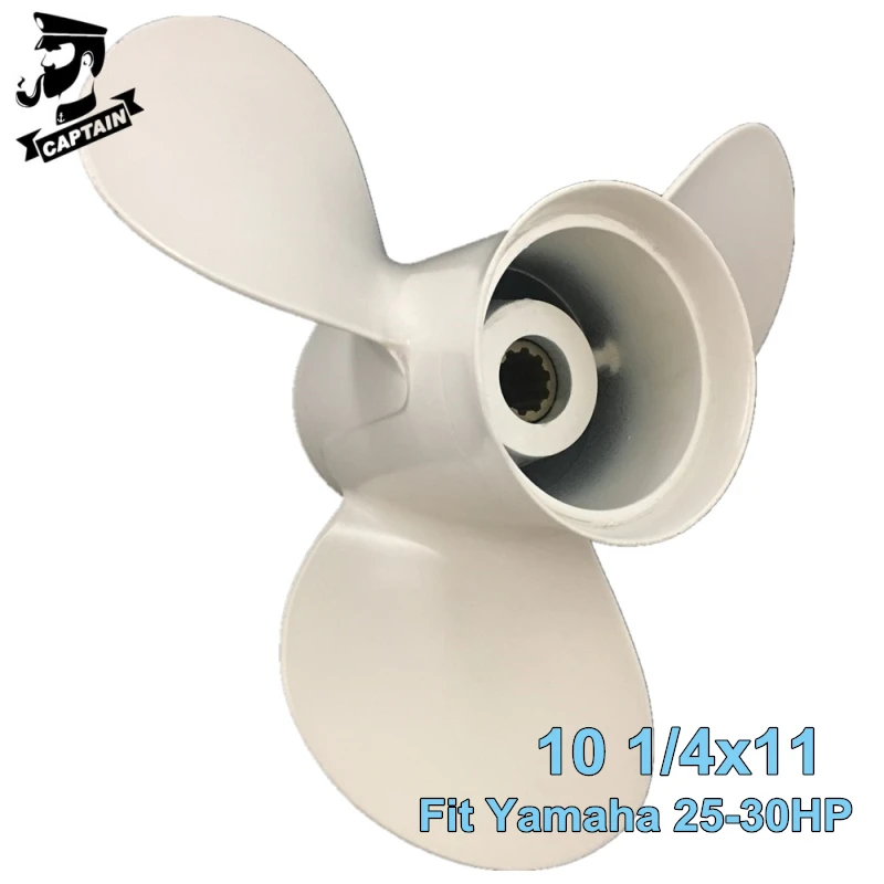 

Captain Aluminum Propeller 10 1/4x11 Fit Yamaha Outboard Boat Engines 25HP 30HP High Thrust Propeller 10 Teeth 3 Blades