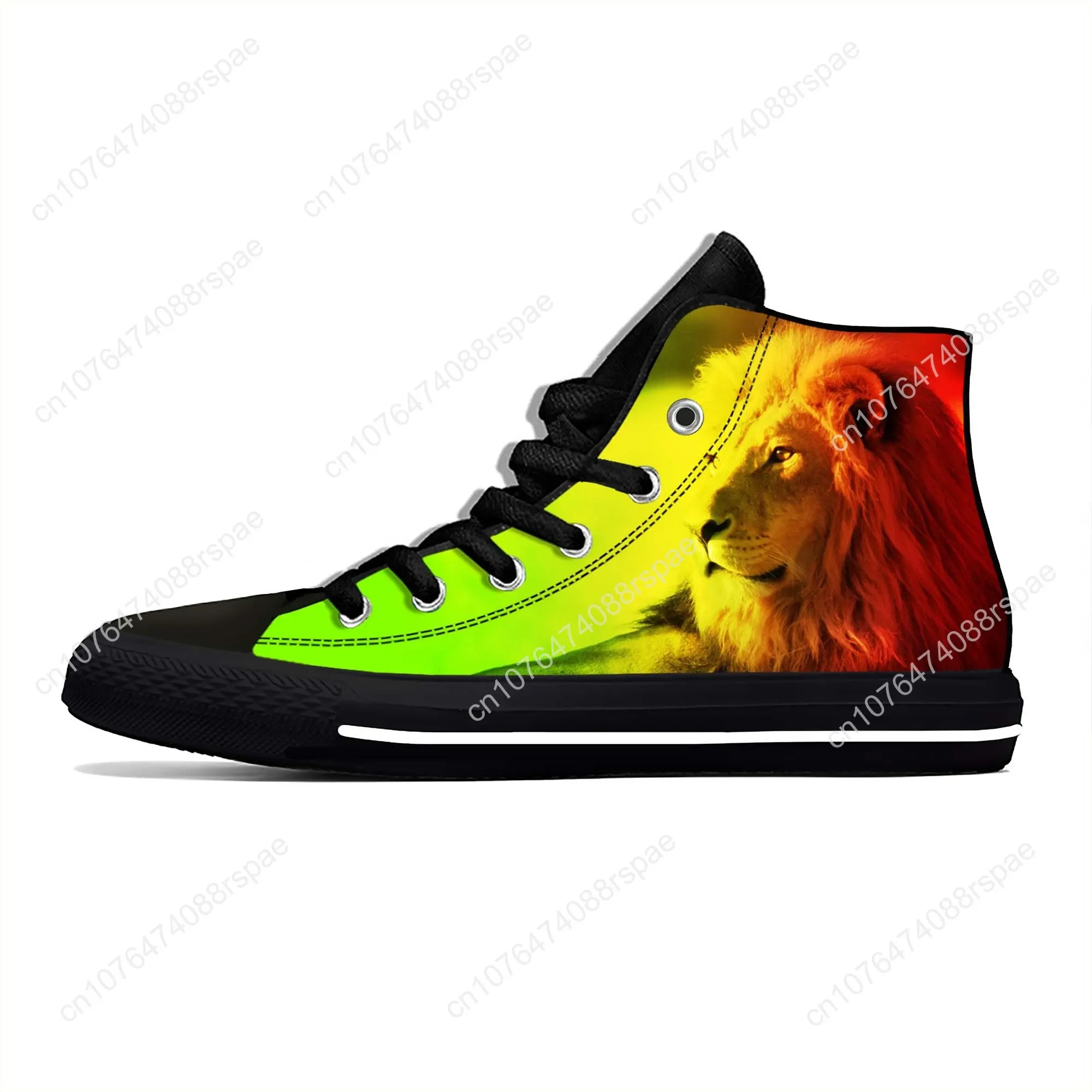 Reggae Rasta Rastafari Rastafarian Lion Jamaican Casual Cloth Shoes High Top Comfortable Breathable 3D Print Men Women Sneakers