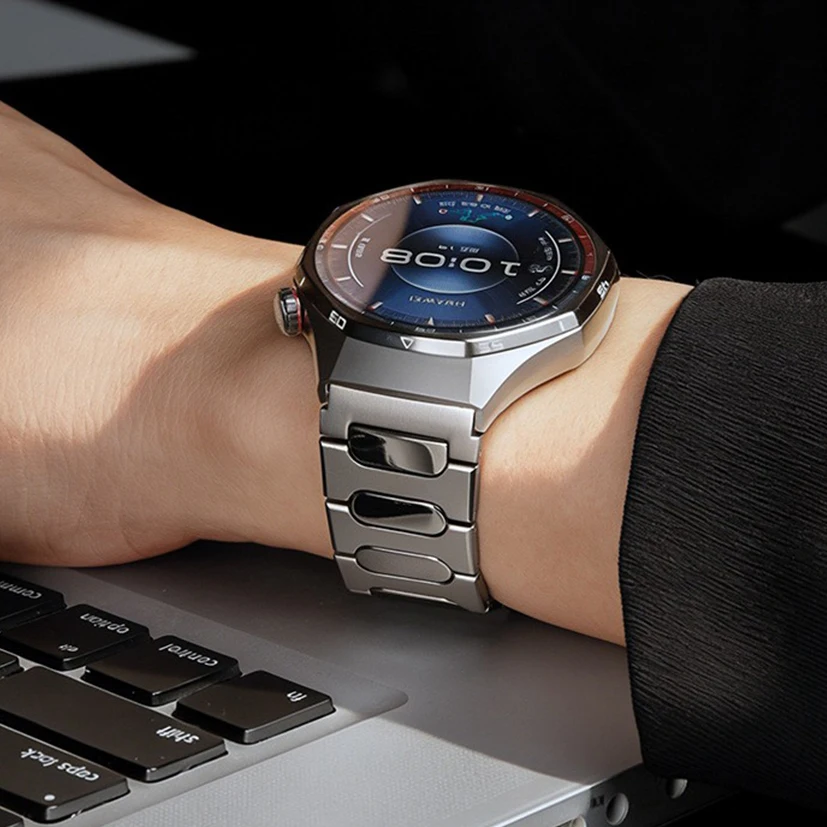 삼성 갤럭시 워치 Ultra 2025 47mm 및 Watch 8 Classic 40mm/44mm/46mm용 22mm 고급 티타늄 밴드 ? 강력한 자석 버클 스트랩