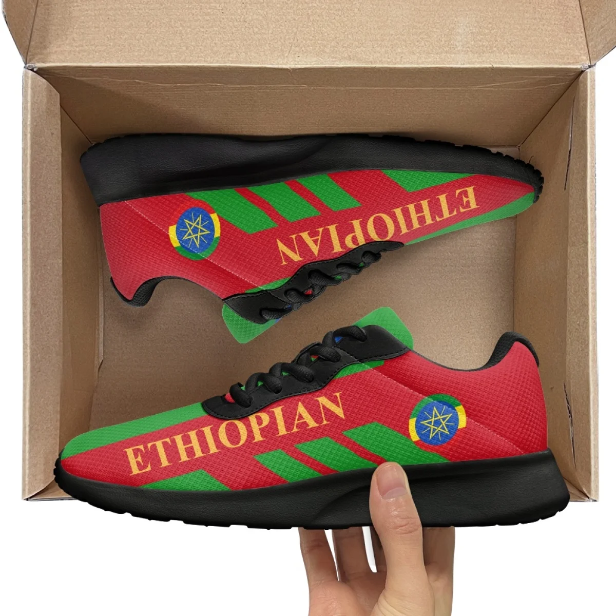 New Ethiopia Country Flag Pattern Women's Cozy Outdoor Running Shoes Lightweight Breathable Walking Shoe Suitable travel sports