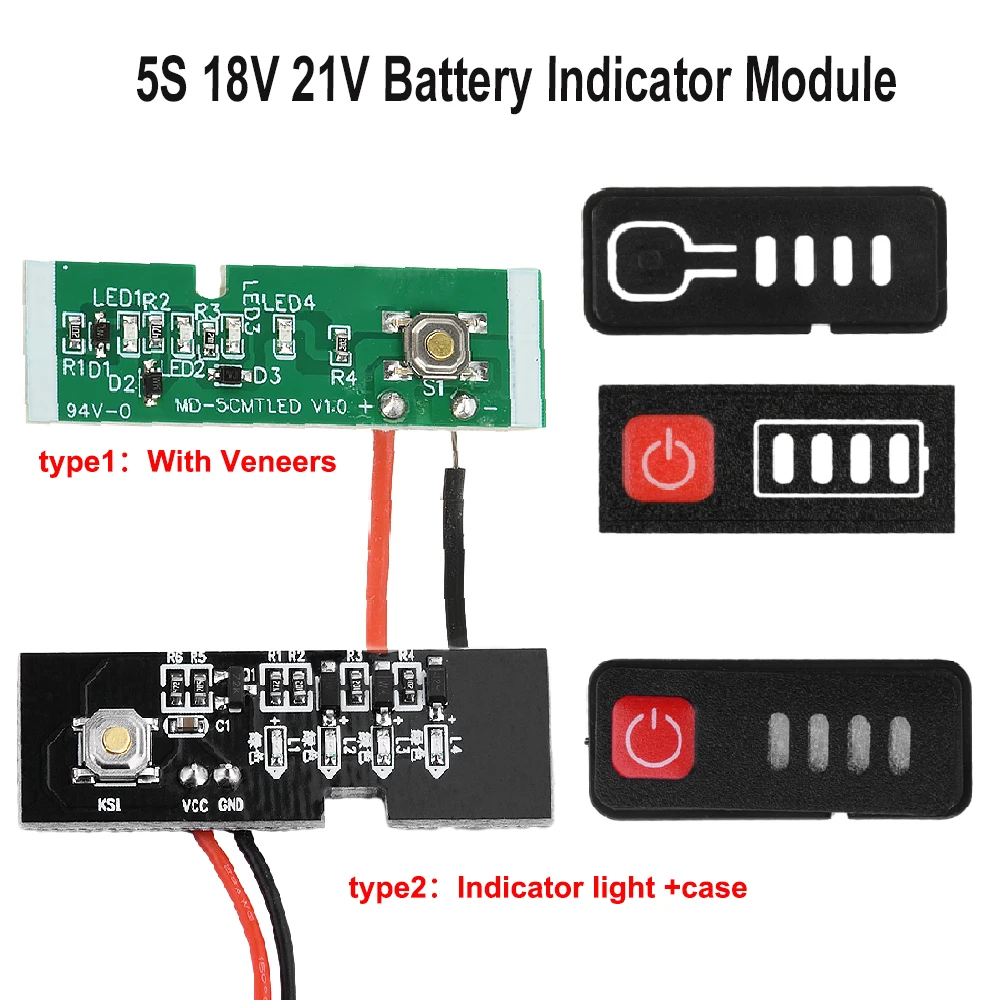 5S 18V 21V Battery Capacity Indicator Module 18650 Lithium Batteries Capacity Indicator LED Display For 5S1P 5S2P With Casing