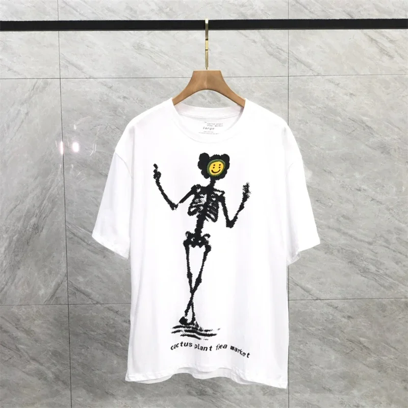 

23SS New Style CPFM.XYZ Cactus Plant Flea Market Skull Print T Shirt Men Women CPFM XYZ Top Tee Kanye West