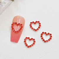 Breloques pour ongles en forme de cœur en métal, 10 pièces, rouge, rose, argent, diamant, pièces pour manucure, accessoires de décoration, breloques d'amour ajourées 5