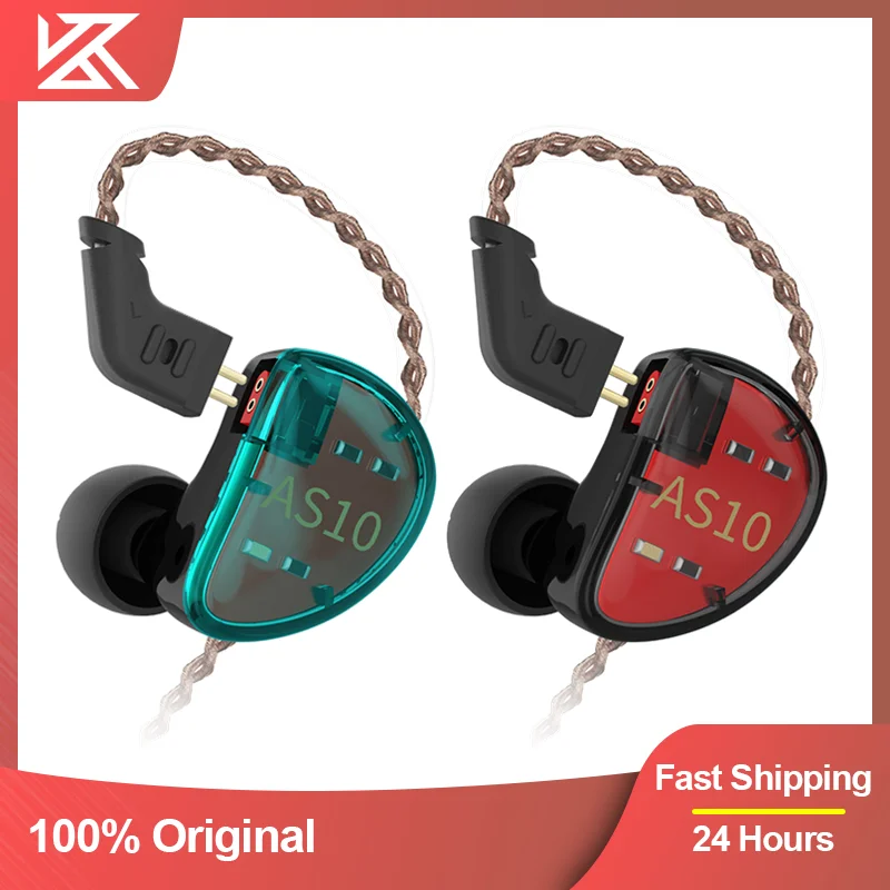 Kz As10 Hifi Bass In Ear Monitor Gioco Auricolare Balance Amature 5Ba Cuffie Cablate Auricolari Con Cancellazione Del Rumore Cuffie Comuni