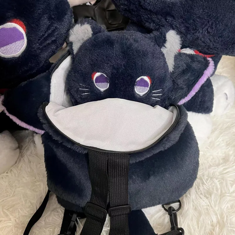 Game Genshin Impact Scaramouche Wanderer Cosplay Cat Cute Backpack Stuffed Plush Doll Shoulders Bag Girl Messenger Bag Xmas Gift
