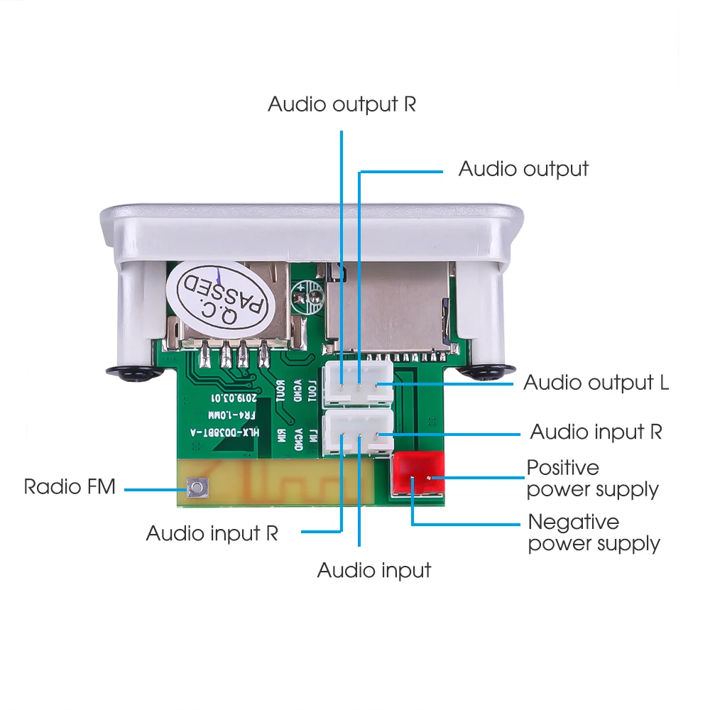 Bluetooth 5.0 MP3 Decoder Board DC 12V Car Audio FM Radio Module Handsfree Wireless MP3 Player Support USB TF AUX for Speaker