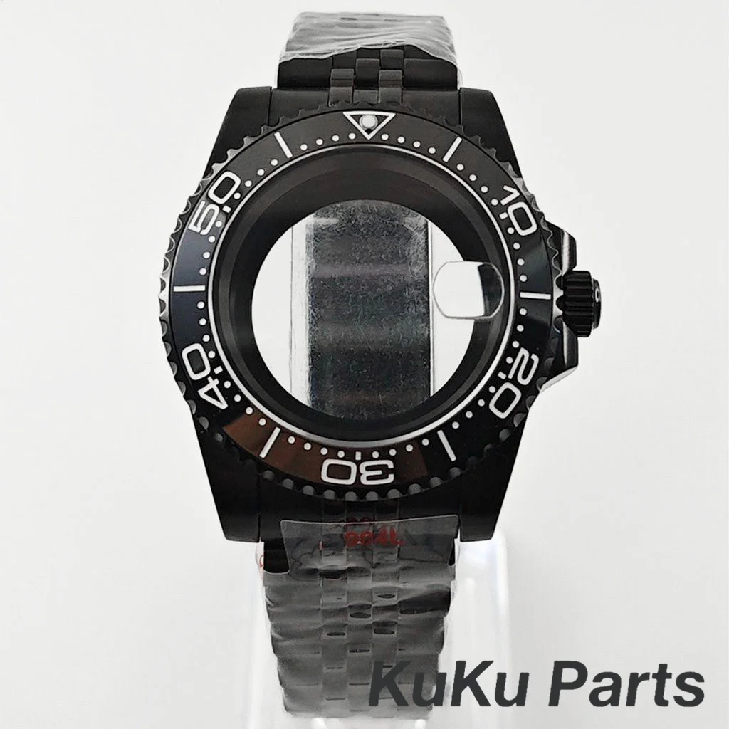 Black Purple GMT Bezel Watch Case with PVD Black Jubilee Bracelet and Sapphire Crystal