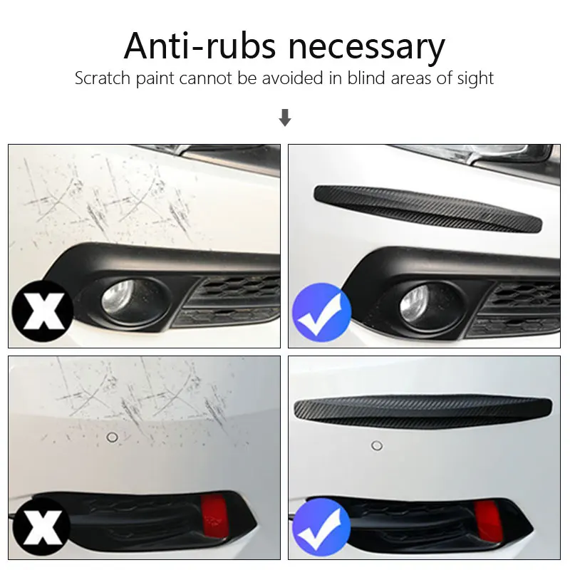 Car Bumper Protector Strip SEAMETAL 2Pcs Anti Scratch Car Edge Stick PVC Carbon Fiber Waterproof Trim Moulding