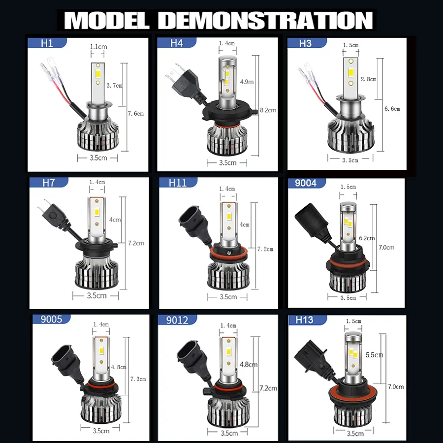 H7 H4 Led Canbus 110W 26000LM Headlight H1 H8 H9 H11 9005 Hb3 Hb4 9012 H13 9007 Led Bulb 12V 4300K 6000K Turbo Lamp For Car