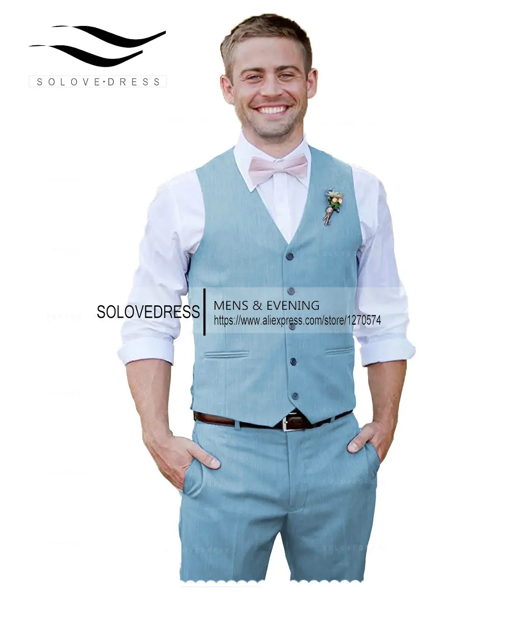 Men Clothing Boutique 2 Piece Vest Pants sets Business Slim Suit Vest Trousers Wedding PartyFashion New Men's Casual Boutique 2