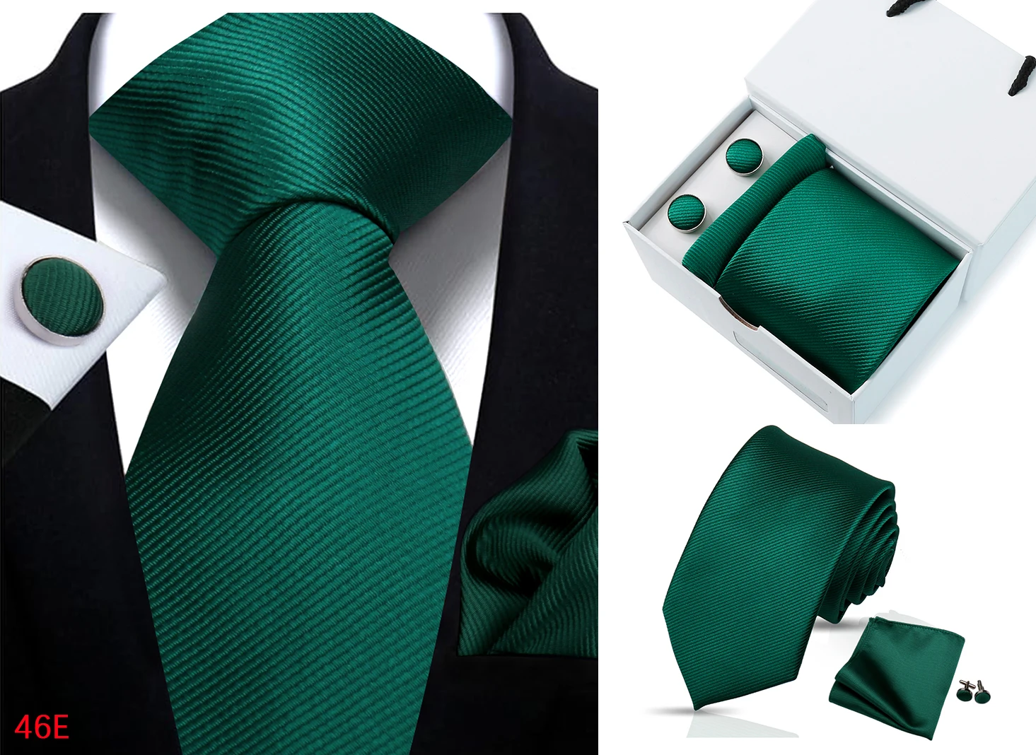 Neue männer Krawatte Hanky Manschettenknöpfe Set Mit Luxus Geschenk Box Einfarbig Krawatte Für Männer Anzug Hochzeit Business Party zubehör – Detail 23