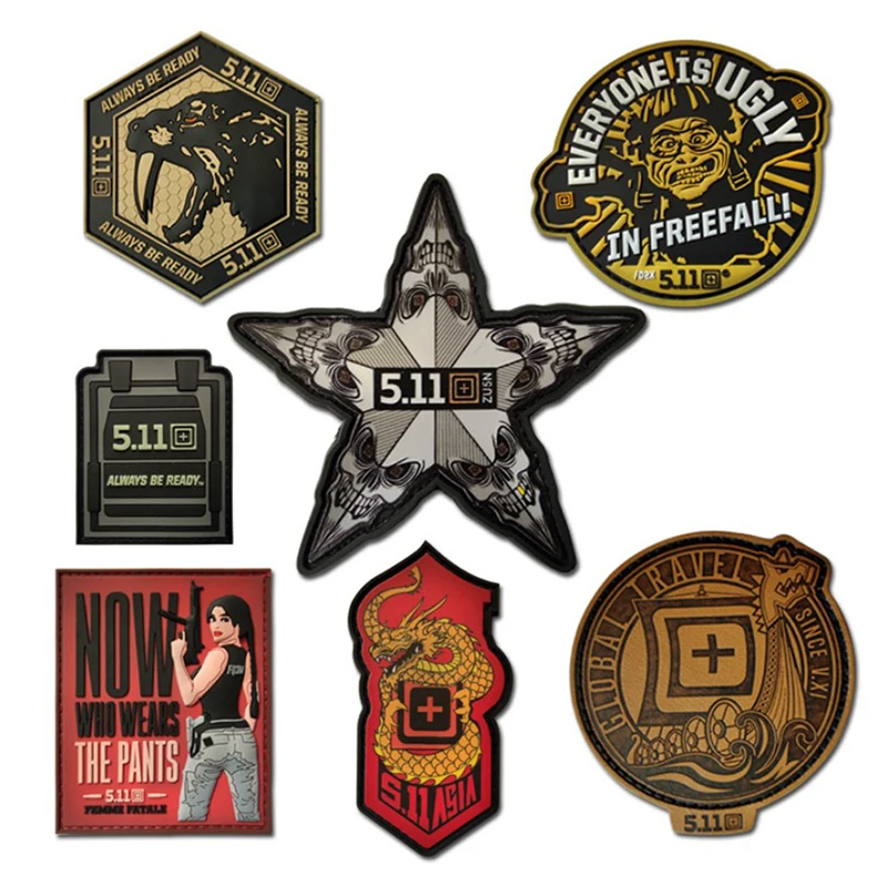 CrossFit 5.11 Military PVC Tactical Patches Embroidery Emblem Applique Iron On DIY Stickers For Clothes Hat Backpack Accessories