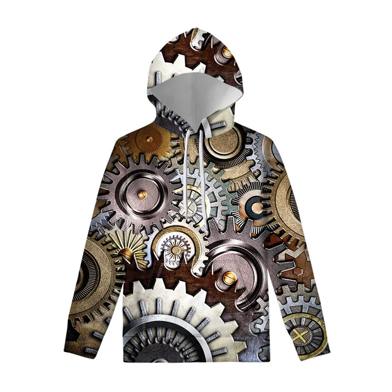 

Retro Metal Gears 3d Print Hoodie For Men Spring Autumn Hoody Long Sleeve Loose Hoodies Street Oversized Pullover Swearshirts