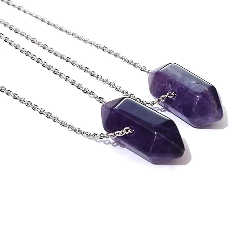 

10 шт. Подвеска из натурального искусственного камня, цепочка из нержавеющей стали, кварцевый воротник для женщин, размер 25x10 мм, ювелирные изделия, оптовая продажа